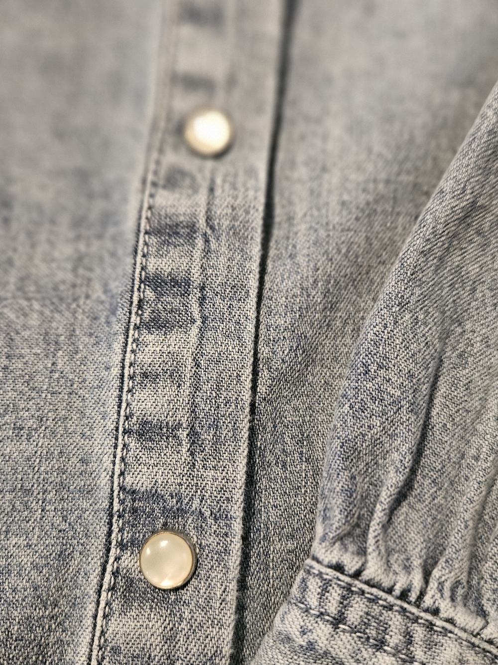 Zara Light Blue Denim Top with White Crochet Collar - Picture 8 of 10